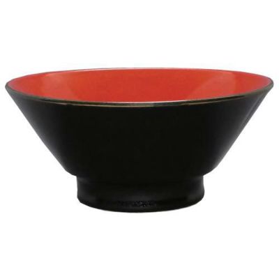 柚子黒(中赤) 切立高台7寸丼