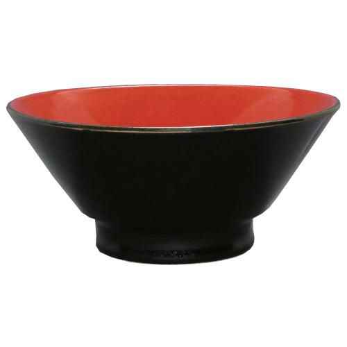柚子黒(中赤) 切立高台7寸丼