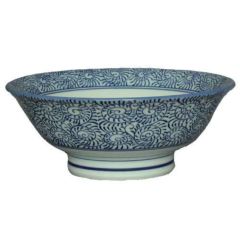 タコ唐草(青) 6.5寸反高台丼