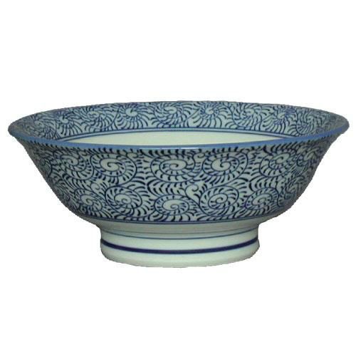 タコ唐草(青) 6.5寸反高台丼