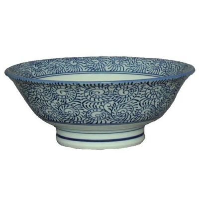 タコ唐草(青) 7寸反高台丼