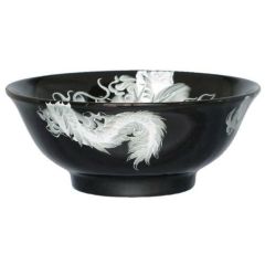 イングレーズ昇龍(白) 黒釉丸反7寸丼