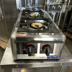 中古】卓上ガスコンロ 2口 マルゼン M822DC 幅300×奥行540×高さ