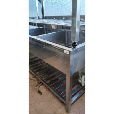 商談中シンク シングル（中古品） 中古】二槽シンク BGあり 幅1200×奥行650×高さ800 【送料無料】【業務