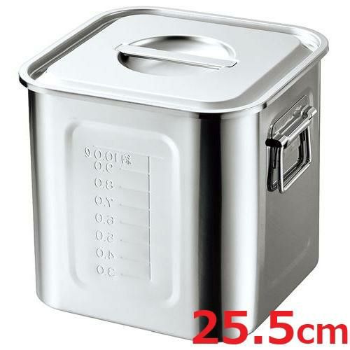 18-8 目盛付 角型キッチンポット 25.5cm 手付