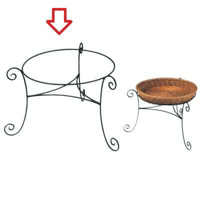 バスケット スタンド 唐草黒スチールスタンド 中 P-8-SK /グループT