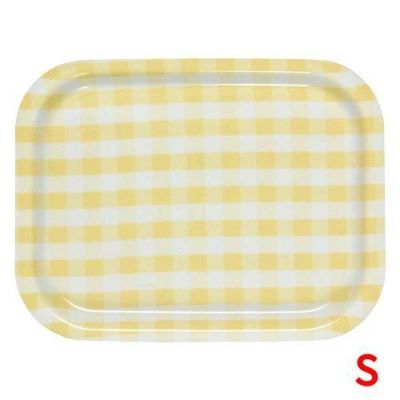 Rトレイ ミルキーチェック（S）イエロー（ノンスリップ加工）