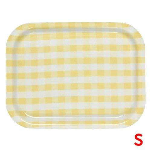 Rトレイ ミルキーチェック（S）イエロー（ノンスリップ加工）