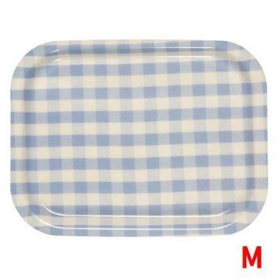 Rトレイ ミルキーチェック（M）ブルー（ノンスリップ加工）