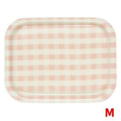 Rトレイ ミルキーチェック（M）ピンク（ノンスリップ加工）