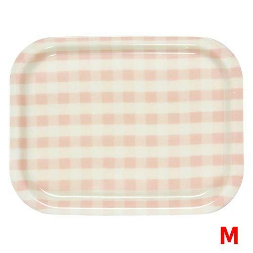 Rトレイ ミルキーチェック（M）ピンク（ノンスリップ加工）