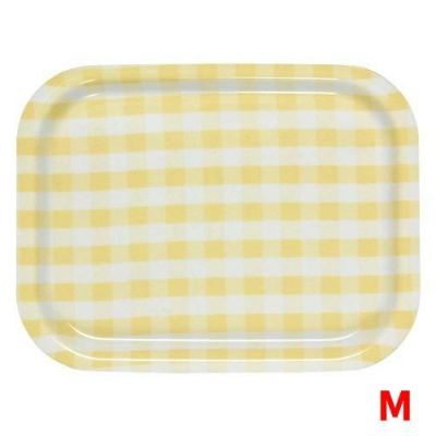Rトレイ ミルキーチェック（M）イエロー（ノンスリップ加工）