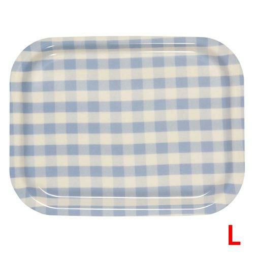 Rトレイ ミルキーチェック（L）ブルー（ノンスリップ加工）