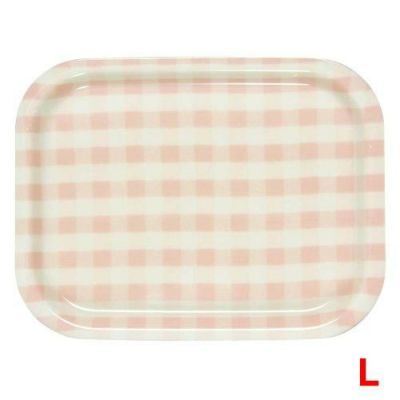 トレー 【Rトレー ミルキーチェック(L)ピンク(ノンスリップ加工)】 幅420 奥行315 高さ20 【グループA】