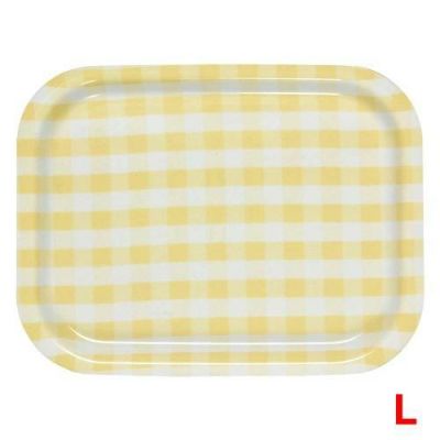 トレー 【Rトレー ミルキーチェック(L)イエロー(ノンスリップ加工)】 幅420 奥行315 高さ20 【グループA】