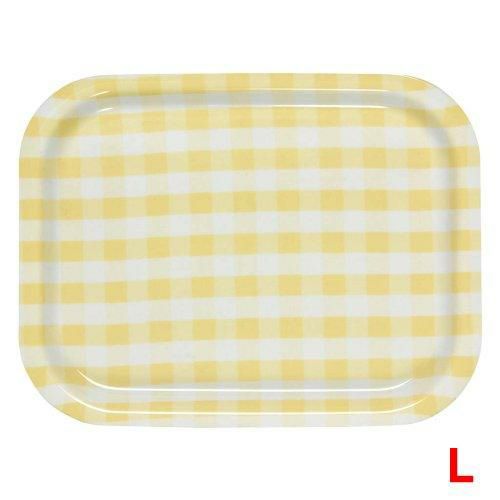トレー 【Rトレー ミルキーチェック(L)イエロー(ノンスリップ加工)】 幅420 奥行315 高さ20 【グループA】