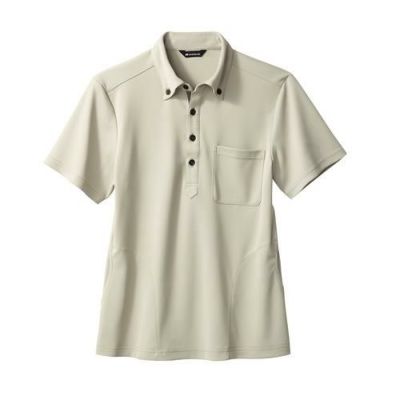 ニットシャツ 兼用 半袖 ベージュ/ブラウン 男女兼用 32-5017