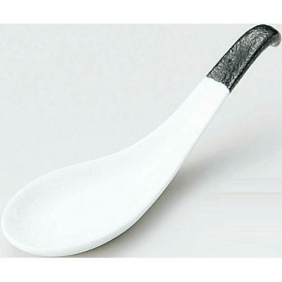カラースプーン&レンゲ むし碗レンゲ 黒耀 黒【まとめ買い商品】