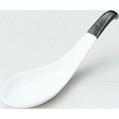 カラースプーン&レンゲ むし碗レンゲ 黒耀 黒【まとめ買い商品】