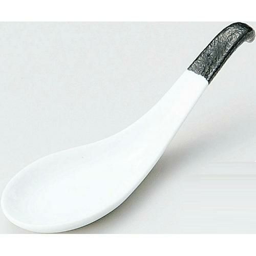 カラースプーン&レンゲ むし碗レンゲ 黒耀 黒【まとめ買い商品】