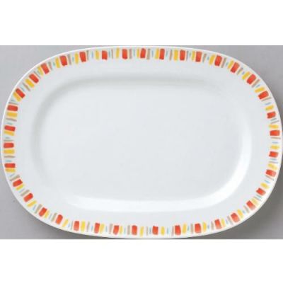 ダイヤセラム(強化) オレンジ十草 14吋 プラター【まとめ買い商品】