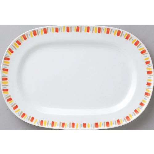 ダイヤセラム(強化) オレンジ十草 14吋 プラター【まとめ買い商品】