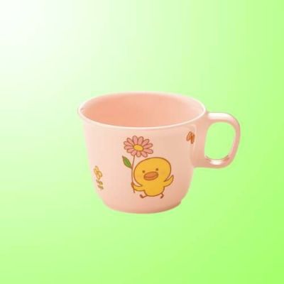 子供食器 柄付カップ ひよこぐみピンク