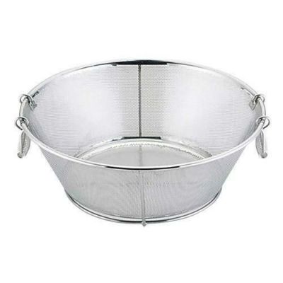 UK 18-8 補強付パンチング平底揚ザル 45cm