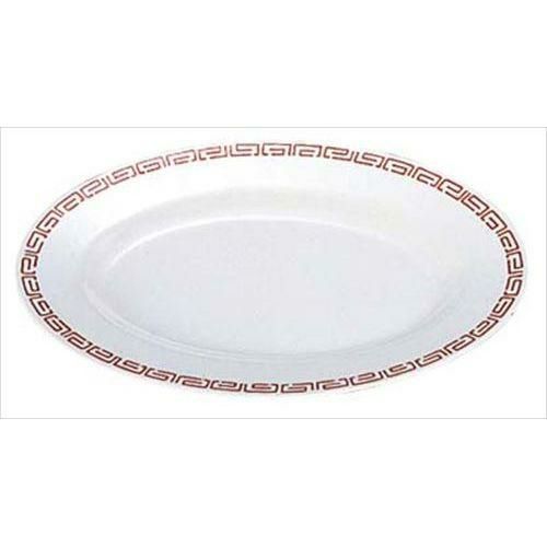 メラミン中華食器 瑞祥 小判皿 10インチ CA-23 外赤内白