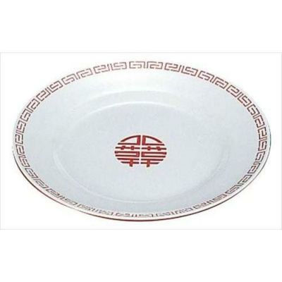 メラミン中華食器 瑞祥 平皿 9インチ CA-21 外赤内白