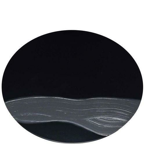 漆黒刷毛目 黒 丸トレー 黒漆流水 φ300×12mm