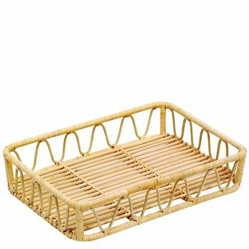 ✨新品未使用・かごまとめ売り・籐かご特大カゴ2点セット 籐製角ｶｺﾞ 16-728A(618A)370×300×H75【業務用】【籐かご】【