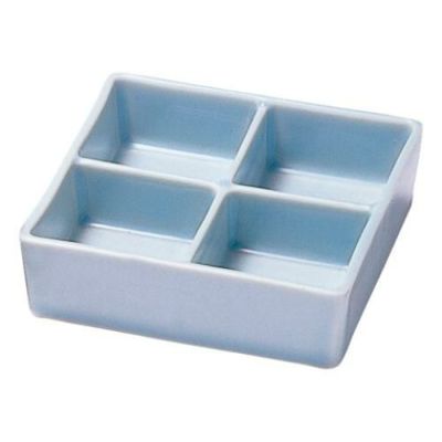 青白四ツ切角鉢