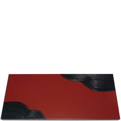 漆黒刷毛目 朱 長角トレー 隅黒漆流水 500×250×12mm